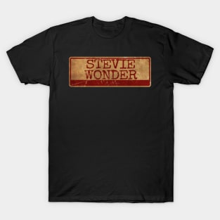 Aliska text red gold retro Stevie Wonder T-Shirt